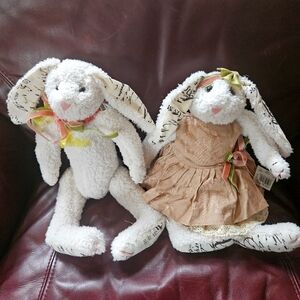 RAZ-Adorable Plush Girl & Boy Bunny Pair